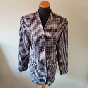 Della Spiga Canada 8 Vintage Old Money Houndstooth Academia Classic Wool Blazer